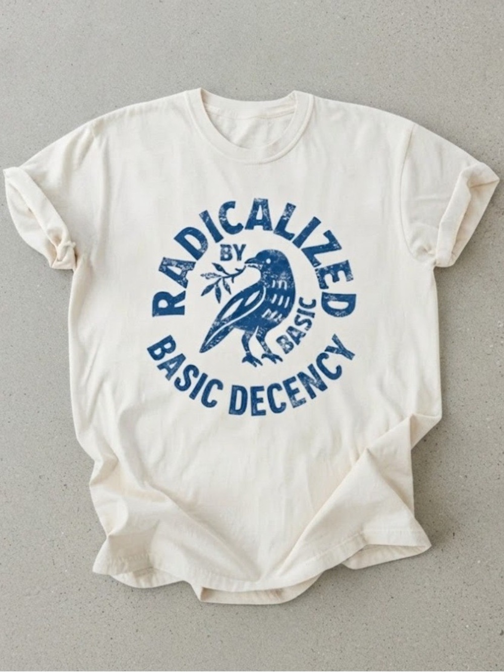 Radicalized By Basic Decency Bird White Gildan T-Shirt